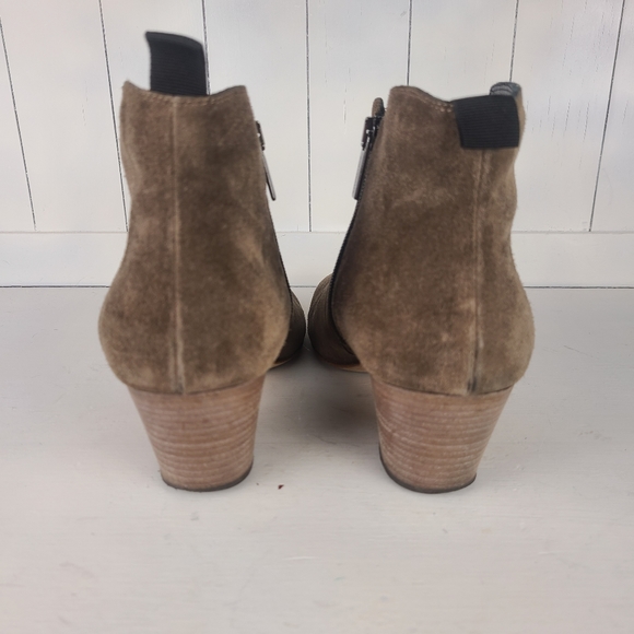 Aquatalia Suede Ankle Boots Side-Zip Booties - Taupe - Picture 9 of 15